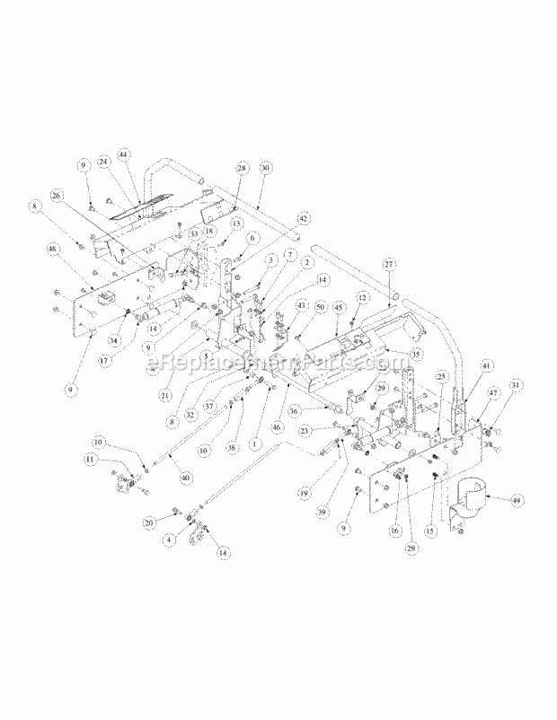 Control Assembly Diagram and Parts List for M60-KH 53BB5BDX750-27HP-OHV Cub Cadet Lawn Tractor